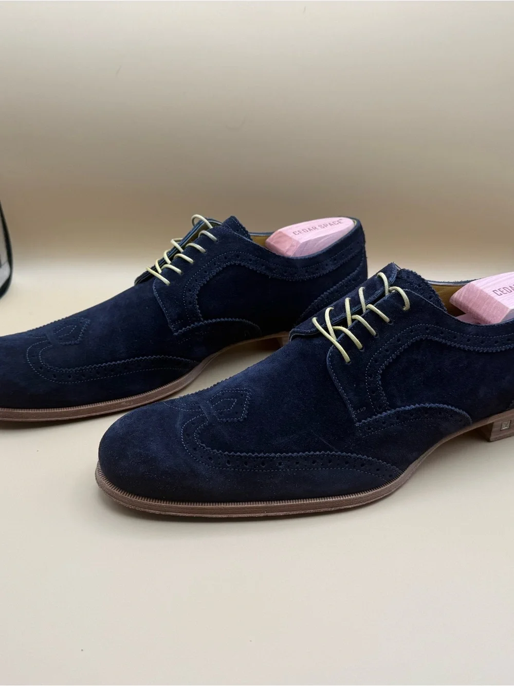 Authentic Louis Vuitton Suede Wingtip Brogues - Navy Blue - COA Included